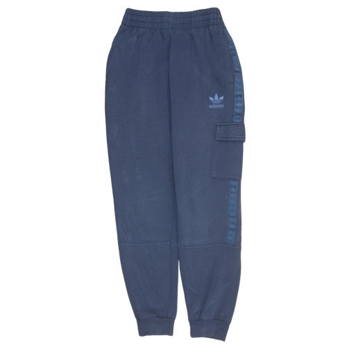 adidas Boys Blue Cargo Jogger Sweatpants 11-12 Years Cotton Fleece