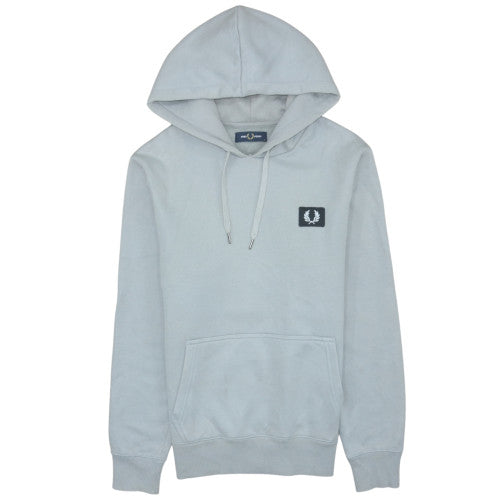 Fred Perry Men's Light Grey Hoodie Small Pullover Cotton Blend