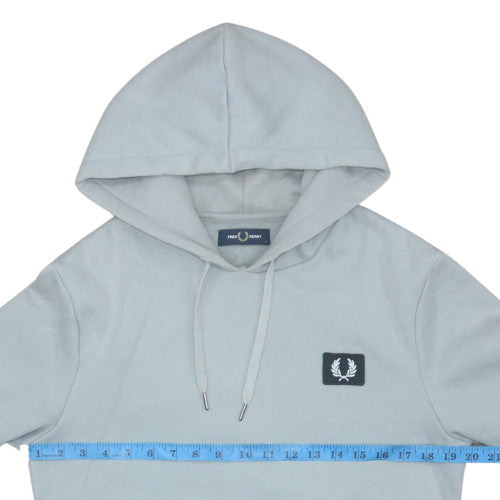 Fred Perry Men's Light Grey Hoodie Small Pullover Cotton Blend