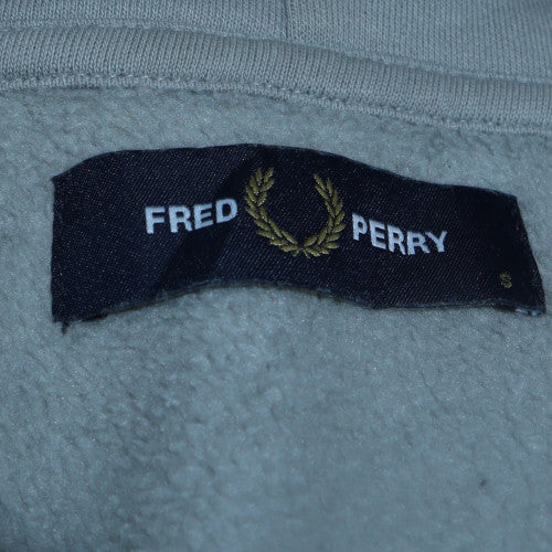 Fred Perry Men's Light Grey Hoodie Small Pullover Cotton Blend