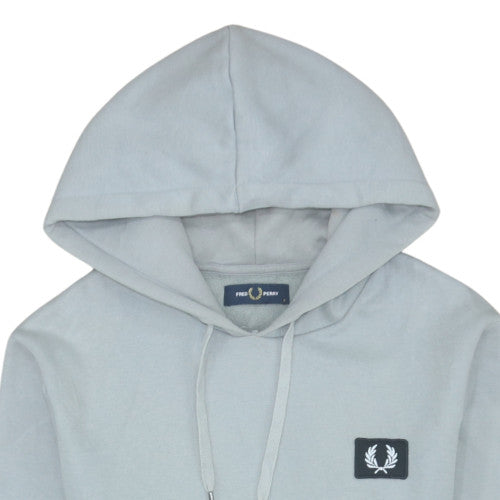 Fred Perry Men's Light Grey Hoodie Small Pullover Cotton Blend