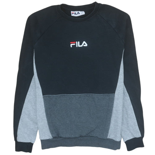 FILA Mens Black XS Pullover Sweatshirt Crew Neck Fleece Logo Sportswear