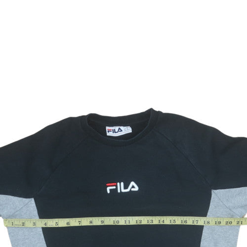 FILA Mens Black XS Pullover Sweatshirt Crew Neck Fleece Logo Sportswear