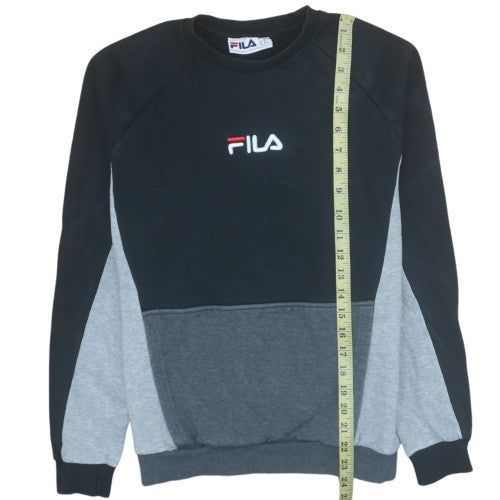 FILA Mens Black XS Pullover Sweatshirt Crew Neck Fleece Logo Sportswear