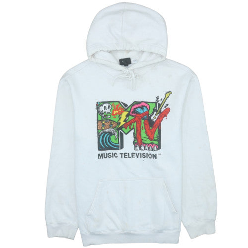 H&M Women White MTV Graphic Pullover Hoodie XL Regular Fit