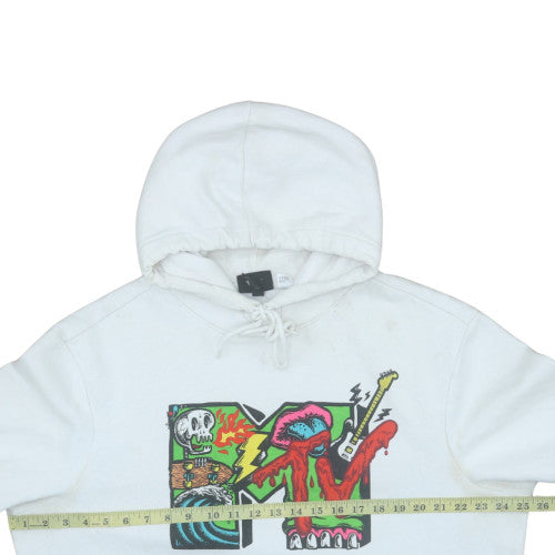 H&M Women White MTV Graphic Pullover Hoodie XL Regular Fit