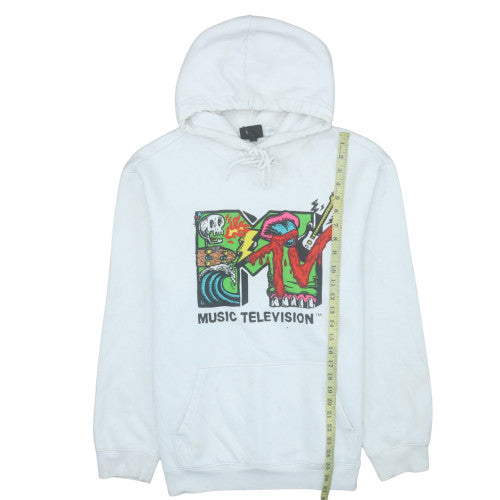 H&M Women White MTV Graphic Pullover Hoodie XL Regular Fit