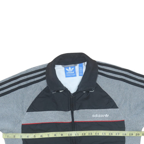 Adidas Men's Black & Grey Track Jacket Size M Full Zip Sportswear