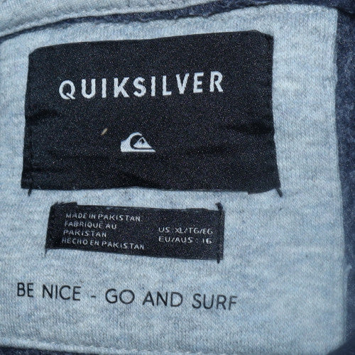 Quiksilver Womens Blue Pullover Hoodie Size L Surf Logo Casual