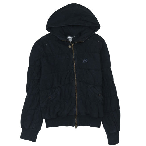 Nike Women's Black Full Zip Hooded Sweatshirt L Quilted Style