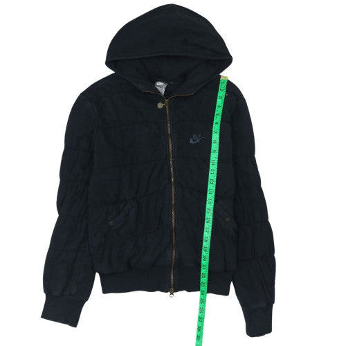 Nike Women's Black Full Zip Hooded Sweatshirt L Quilted Style