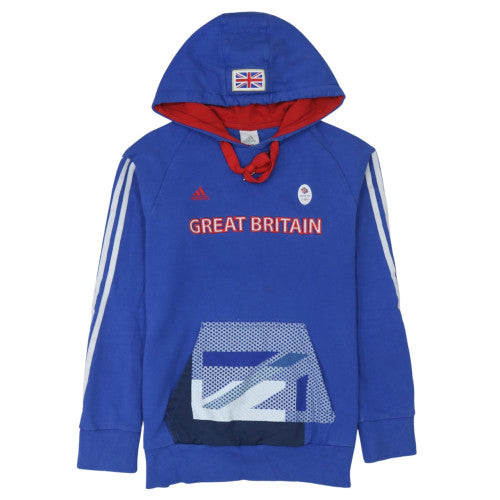 Adidas Women Blue Great Britain Hoodie UK 16 Pullover Hooded Sweatshirt