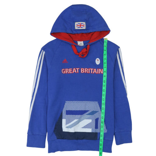 Adidas Women Blue Great Britain Hoodie UK 16 Pullover Hooded Sweatshirt