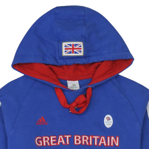 Adidas Women Blue Great Britain Hoodie UK 16 Pullover Hooded Sweatshirt