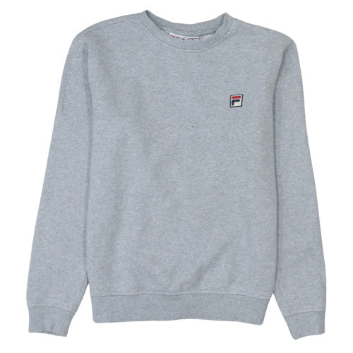 Fila Men's Grey Crew Neck Sweatshirt S Regular Fit Logo Pullover