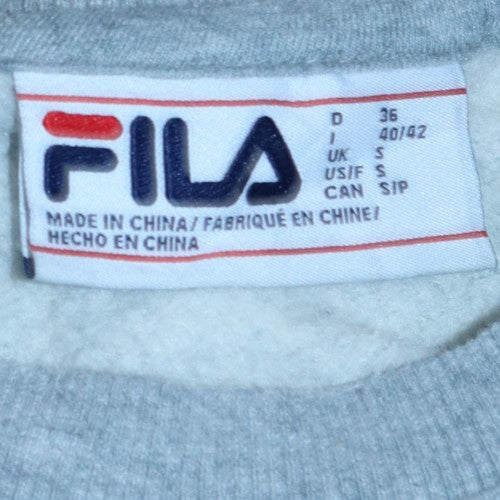 Fila Men's Grey Crew Neck Sweatshirt S Regular Fit Logo Pullover