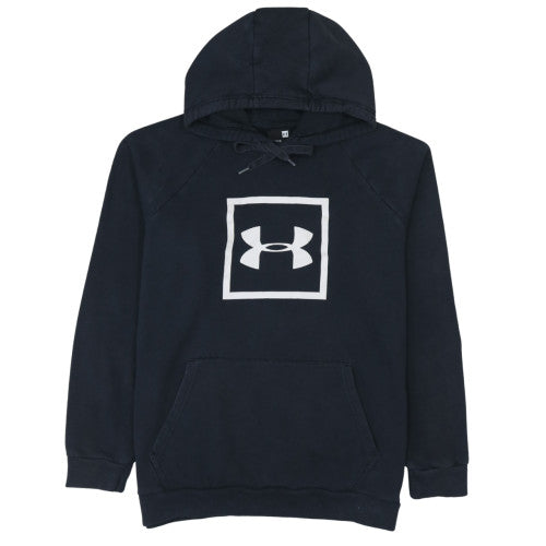 Under Armour Men Blue Pullover Hoodie L Fleece Logo Sportswear