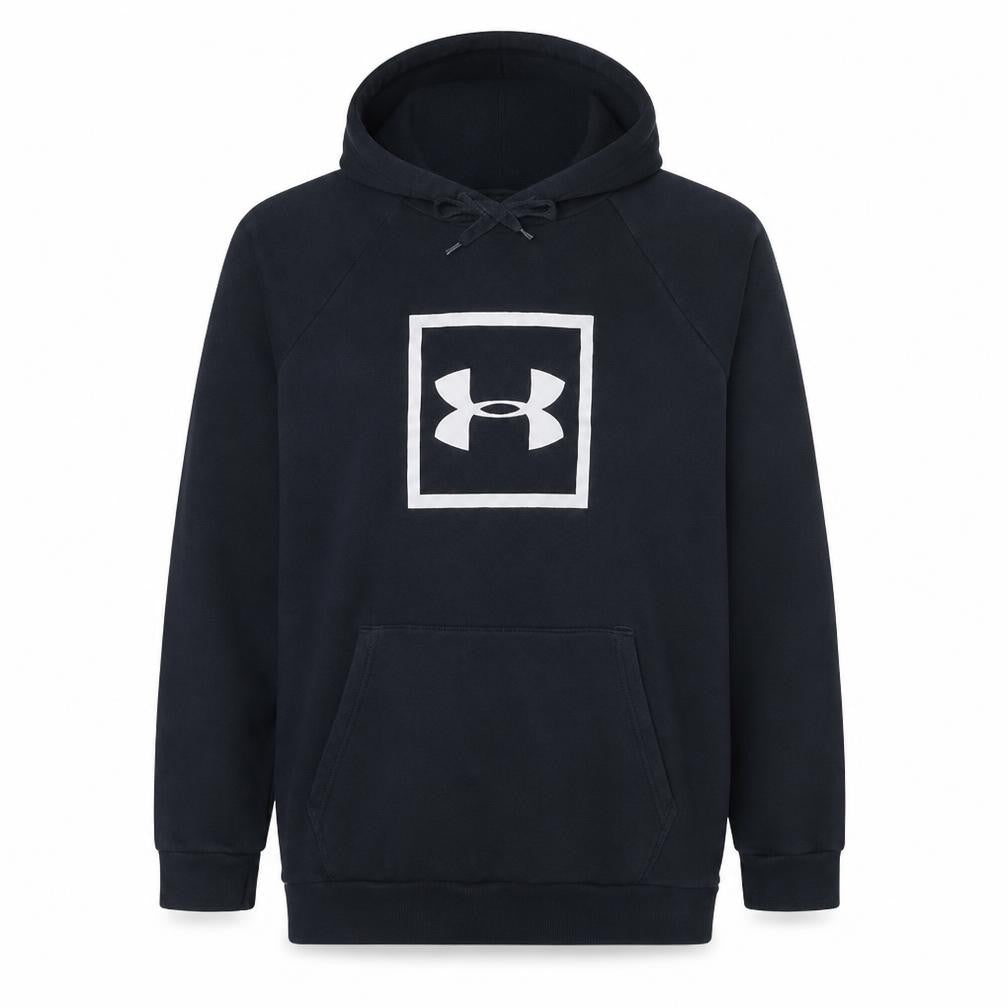 Under Armour Men Blue Pullover Hoodie L Fleece Logo Sportswear