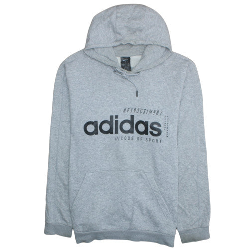 Adidas Men's Grey XL Pullover Hoodie with Logo Print