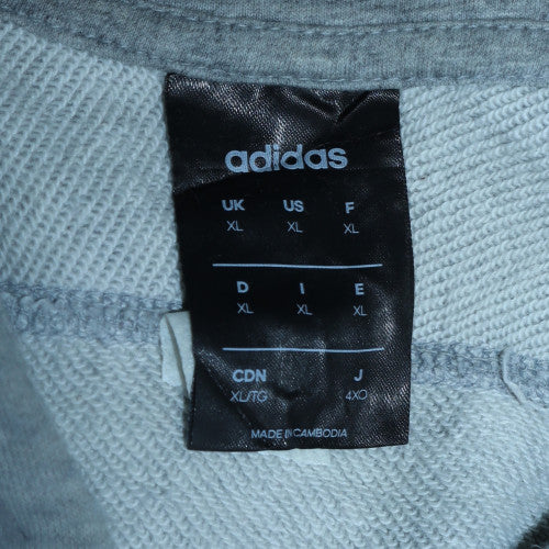 Adidas Men's Grey XL Pullover Hoodie with Logo Print