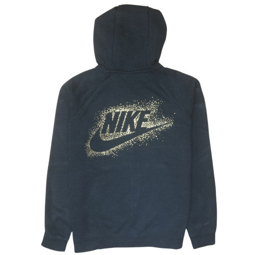 Nike Womens Black Full Zip Hoodie M Gold Logo Cotton Blend