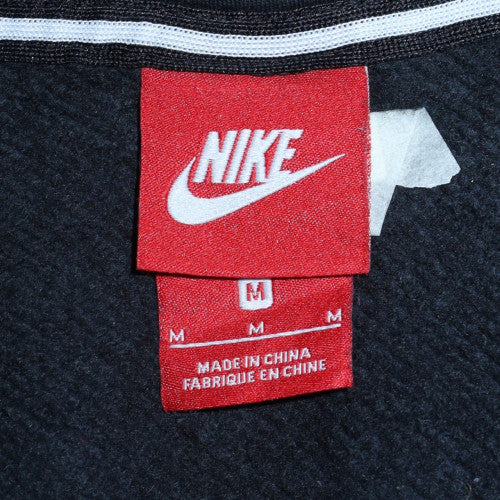 Nike Womens Black Full Zip Hoodie M Gold Logo Cotton Blend