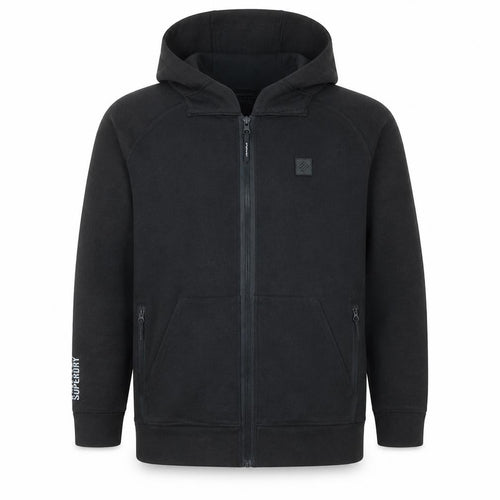 Superdry Men's Black Full Zip Hoodie Medium Fleece Sweatshirt
