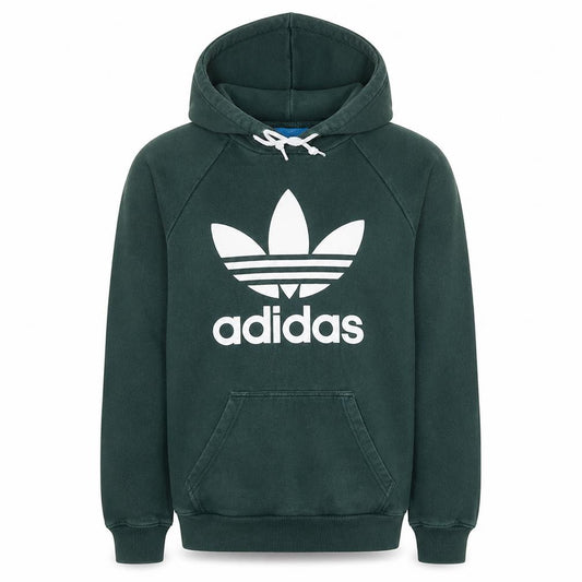 Front view of Adidas Men's Green Pullover Hoodie, size S, Regular Fit Sports Style