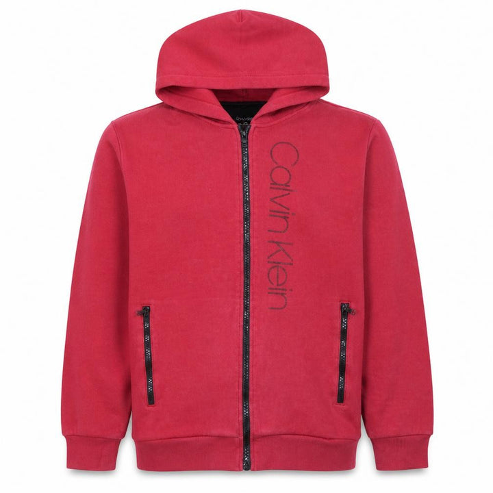 Calvin Klein Men's Red Full Zip Hoodie M Logo Fleece Sweatshirt