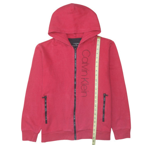 Calvin Klein Men's Red Full Zip Hoodie M Logo Fleece Sweatshirt