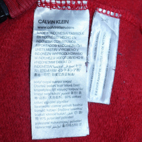 Calvin Klein Men's Red Full Zip Hoodie M Logo Fleece Sweatshirt