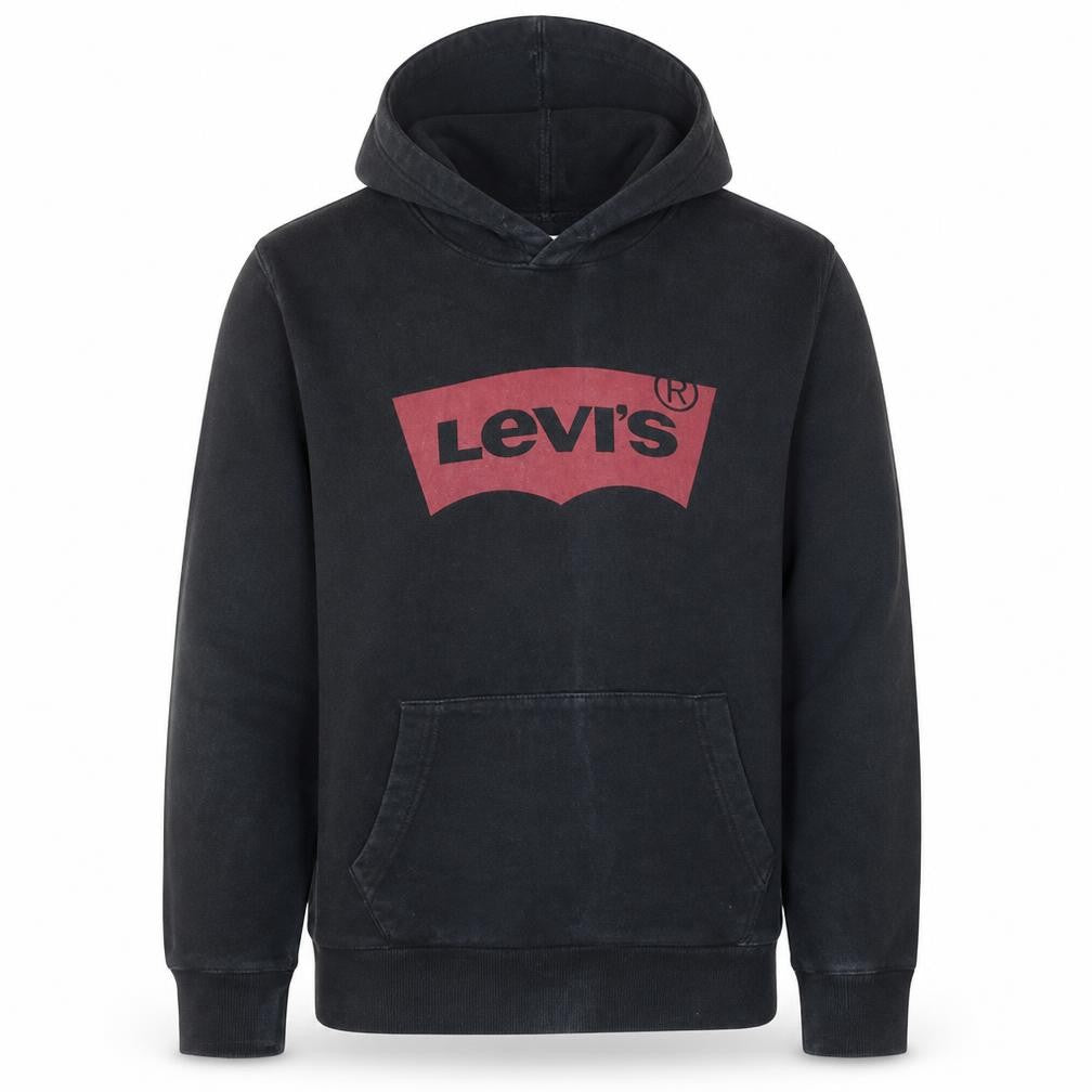 Front view of Levi's Men's Black Medium Pullover Hoodie with Logo Print