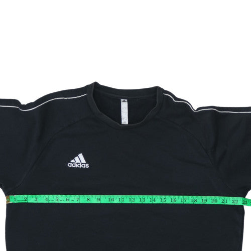 Adidas Mens Black Large Crew Neck Pullover Sweatshirt with Logo Trim