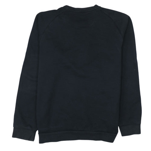 Adidas Mens Black Large Crew Neck Pullover Sweatshirt with Logo Trim