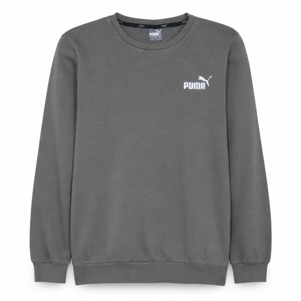 Front view of Puma Men's Grey Crew Neck Pullover Sweatshirt, size S