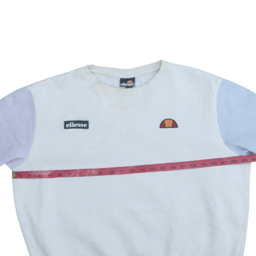 Ellesse Women Blue Colourblock Crew Neck Pullover Sweatshirt UK 10