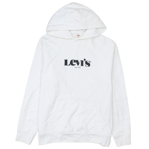 Levi’s Men White Relaxed Pullover Hoodie Size L Cotton Fleece