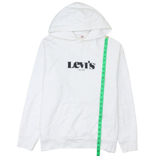 Levi’s Men White Relaxed Pullover Hoodie Size L Cotton Fleece
