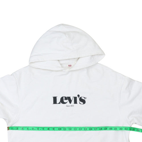 Levi’s Men White Relaxed Pullover Hoodie Size L Cotton Fleece