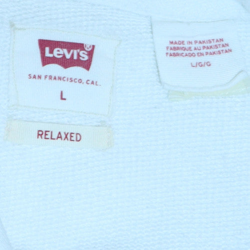 Levi’s Men White Relaxed Pullover Hoodie Size L Cotton Fleece