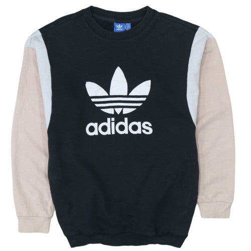Adidas Womens Black Colourblock Crew Neck Pullover Sweatshirt Size XS