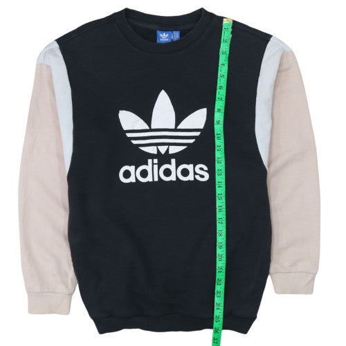 Adidas Womens Black Colourblock Crew Neck Pullover Sweatshirt Size XS