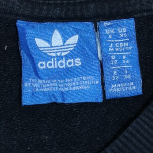 Adidas Womens Black Colourblock Crew Neck Pullover Sweatshirt Size XS