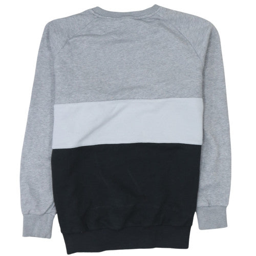 Adidas Womens Grey Black Logo Crew Sweatshirt Size 6 Classic Pullover