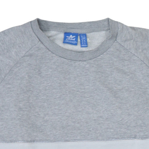 Adidas Womens Grey Black Logo Crew Sweatshirt Size 6 Classic Pullover
