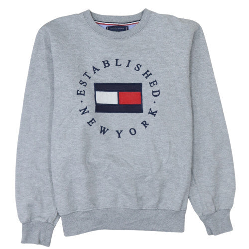 Tommy Hilfiger Womens Grey Sweatshirt Size M Crew Neck Logo Design