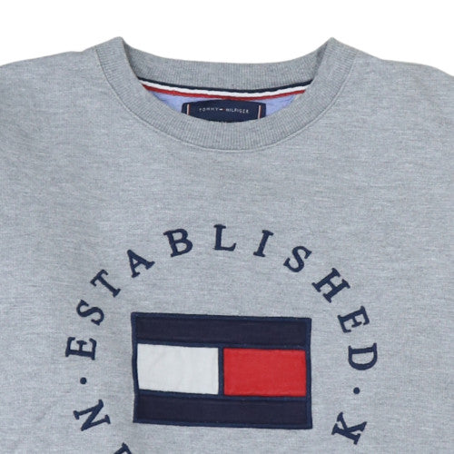 Tommy Hilfiger Womens Grey Sweatshirt Size M Crew Neck Logo Design