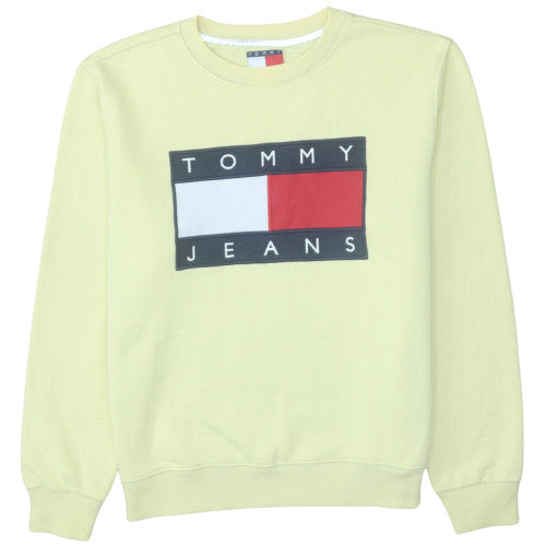 Tommy Jeans Women's Yellow XL Crew Neck Logo Sweatshirt