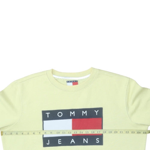 Tommy Jeans Women's Yellow XL Crew Neck Logo Sweatshirt