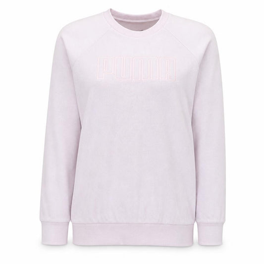 Front view of Puma Women's Pink Crew Neck Long Sleeve Pullover Sweatshirt, size 10